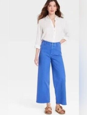 Universal Thread High-Rise Wide-Leg Jeans in Bright Blue - Size 14
